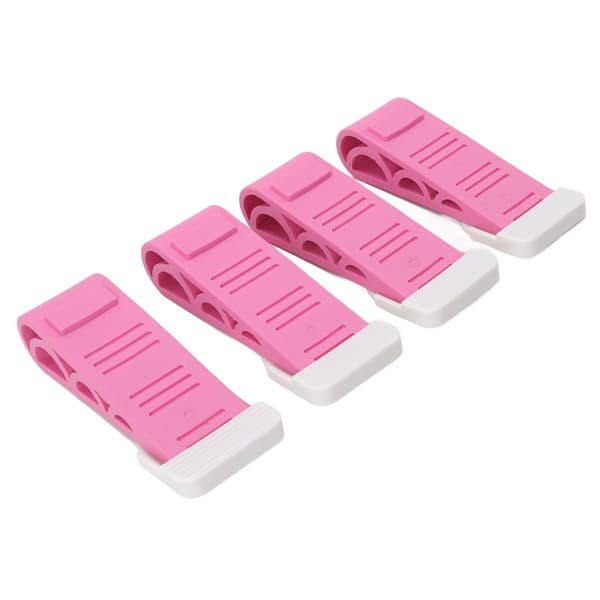 4 stk rosa dørstopper i gummi, sikkerhetskile KLB