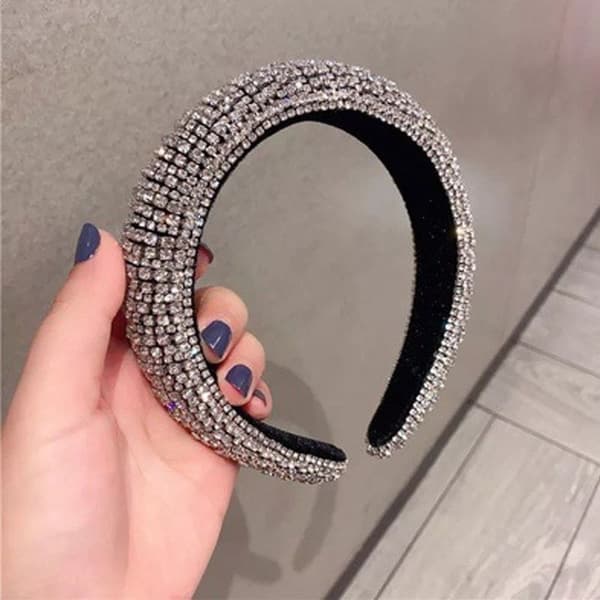 Rhinestone Crystal Diamond Hårband för Kvinnor Mode Vit