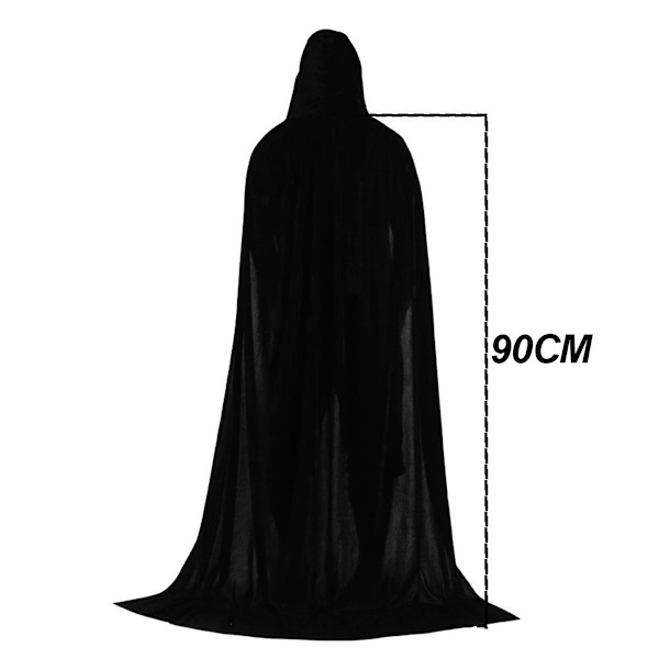 Unisex sort fuld længde hætte kappe kostume