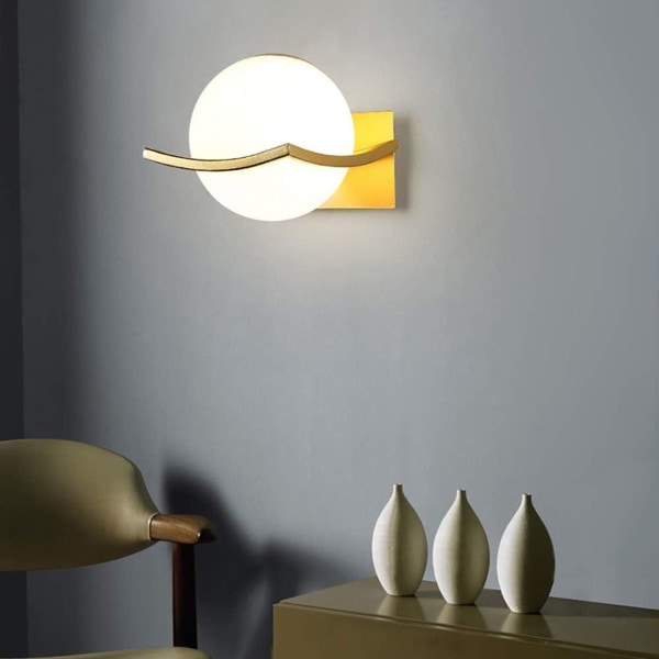 Moderne LED væglampe, glasdesign, E27 sokkel, til soveværelser og stuer KLB