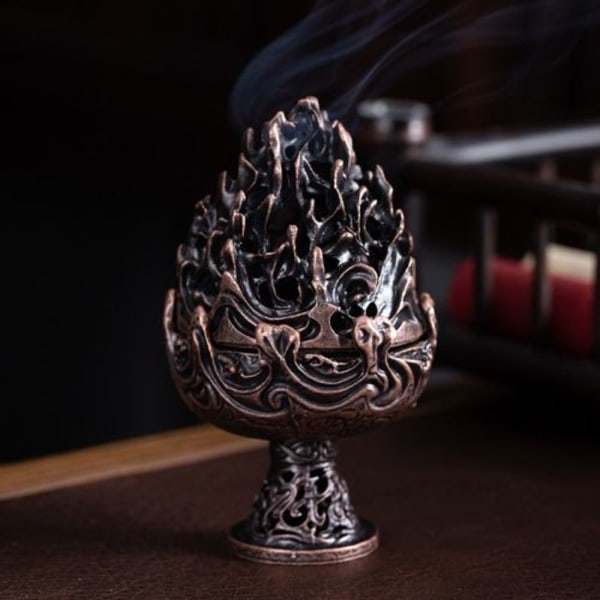 Retro Indendørs Aroma Diffuser Kobberlegering Ryger Ornament-Stor Bronze