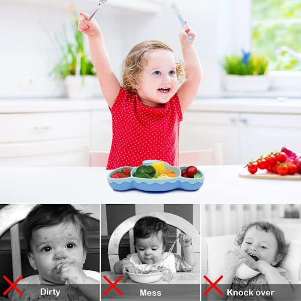 Børnetallerken med sugekop. Baby tallerken. Skridsikker