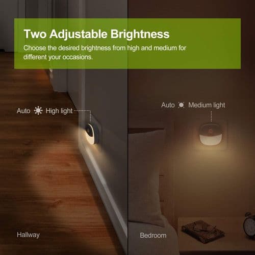 LED nattlys med bevegelsessensor, varmt hvitt lys