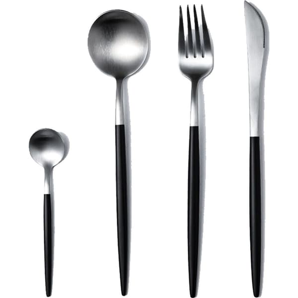 Guld Bestick Set Matt Bestick Set 304 Rostfritt Stål Flat Svart Silver