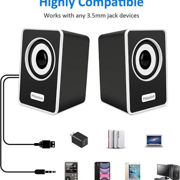 Datorhögtalare, minispeaker, med 6W stereousb-strömförsörjning
