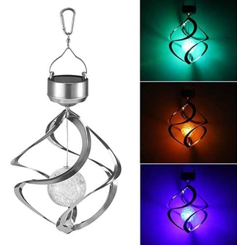 Solcelled Krystalkugle Lampe LED Farveskiftende Lampe Ornament Vind