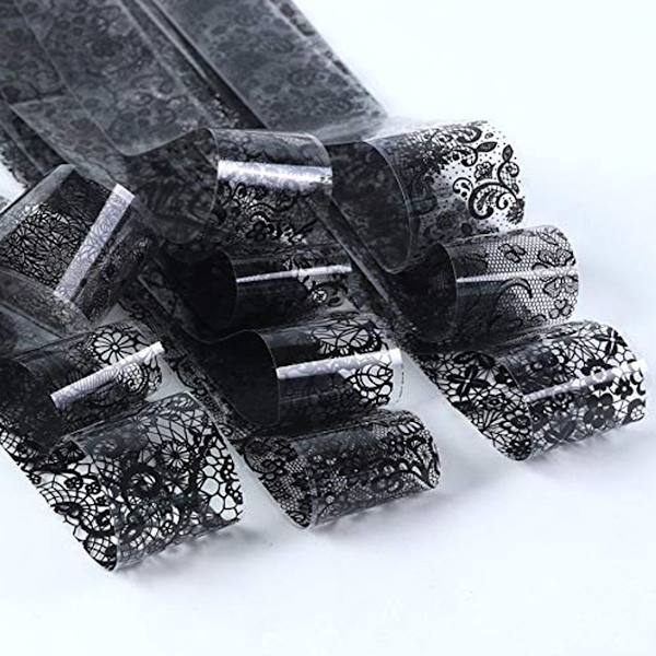 Spetsmönstrad nagelkonstöverföringsfolie, nagelkonstfolieöverföringsrulleset holografisk KLB