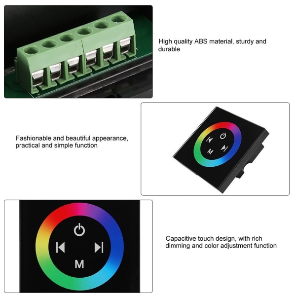 Vægmonteret farverig RGB LED touch panel controller dæmper KLB