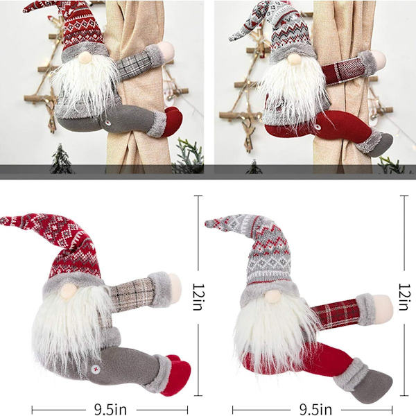 Set med 2 julgranskog tomte tomte ansiktslösa gardin hållare KLB