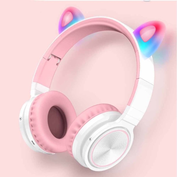 Bluetooth headphones Cat Ear LED wireless foldable white