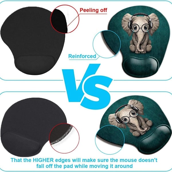 Ergonomisk musmatta med handledsstöd, söt musmatta med