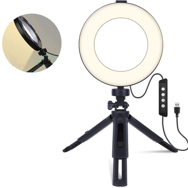 Ring Light Selfie Ring Light med stativ Dimbar Beauty Desktop Ring Light för KLB