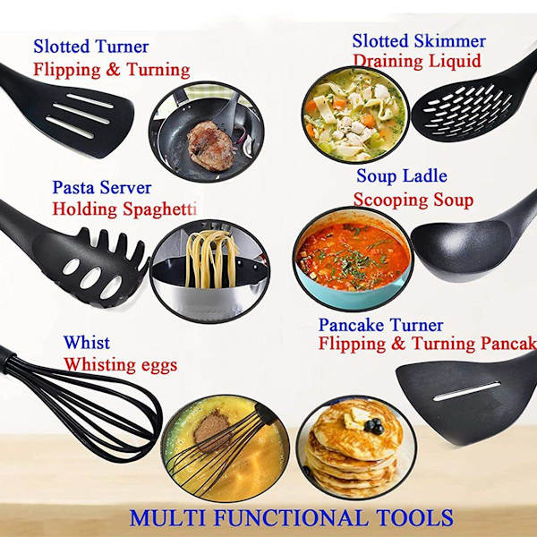 Pink nylon spartel, non-stick pande, speciel madlavning sigte, stegespatel + piskeris KLB
