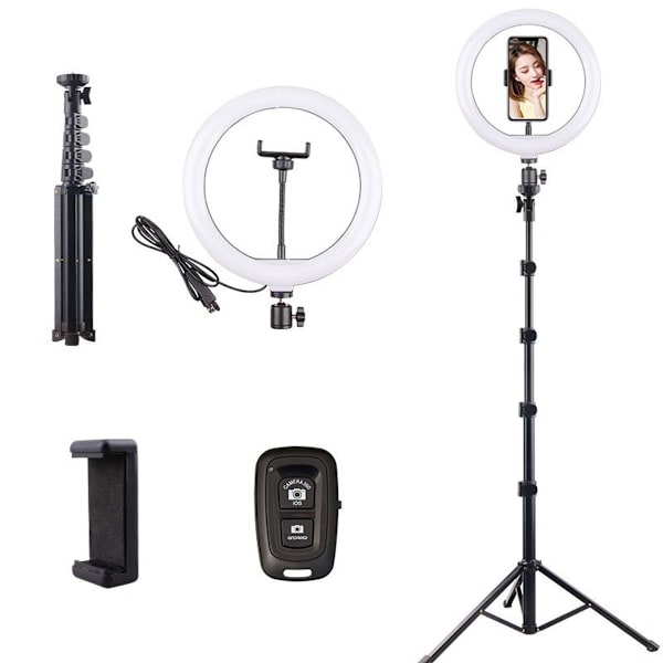 Ringlys med stativ, 10 tommer ringlys med 63 tommer stativ selfie ringlys