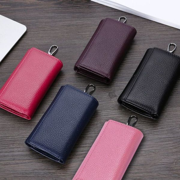 TP-9090K Multifunktionell Tri-Fold Lädernyckelplånbok (Svart)