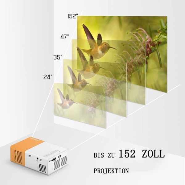 Miniprojektor - Bærbar 1080P filmprojektor, kompatibel med smartphones og bærbare computere