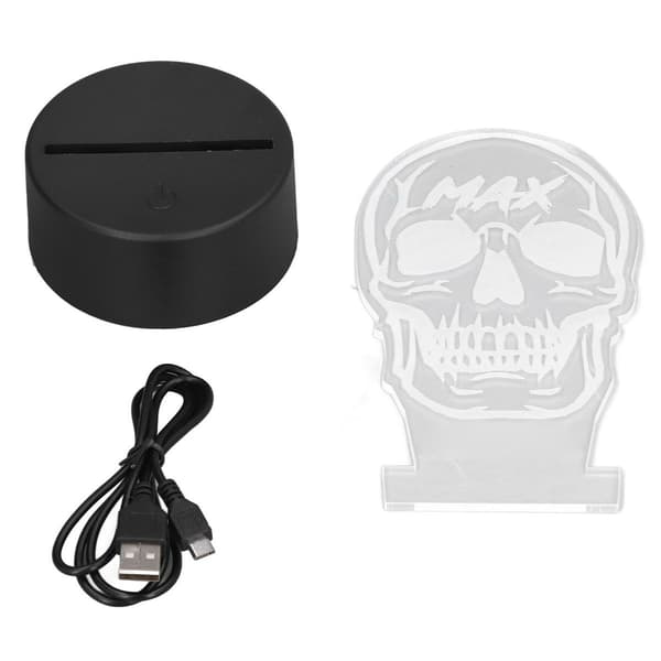 Hodeskalle 3D-lys 7 farger berøringsendring LED nattlys USB KLB