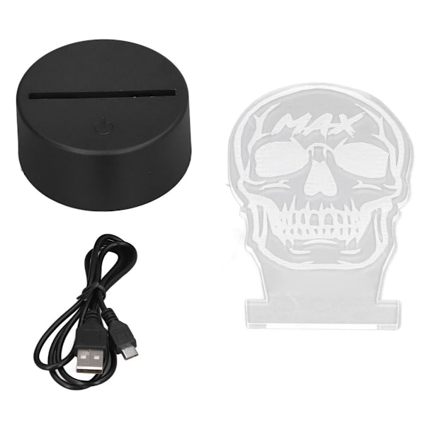 Kranium 3D Lys 7 Farver Touch Skiftende LED Natlys USB KLB