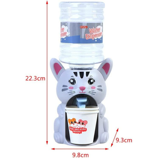 Vattenpumpdispenser, Plast 22.3*9.3*9.8cm med 2 Koppar Vattendispenser för Barnleksaker (Katt)-