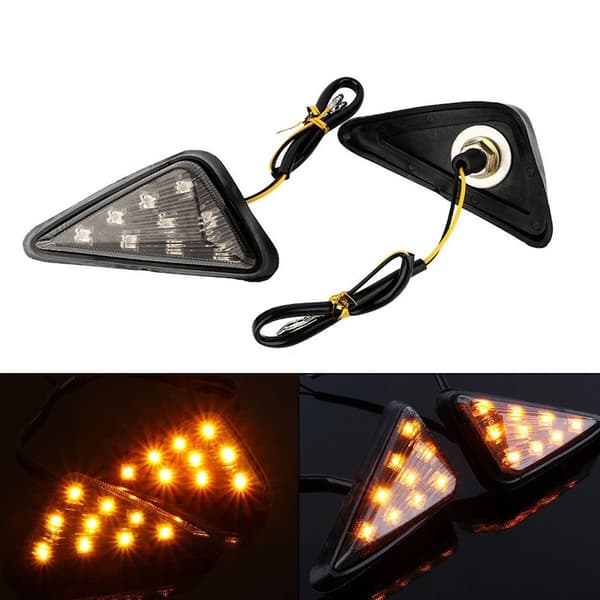 2x blinkers, gula LED-indikatorlampor, 12V triangulära stroboskopmarkeringar,