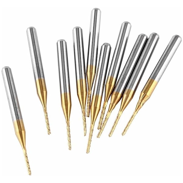 10 stk. Wolframcarbid End Mill Titanium Coat Fræsning Gravering Bits Roterende Fræsere Sæt 3.175mmx1mm KLB