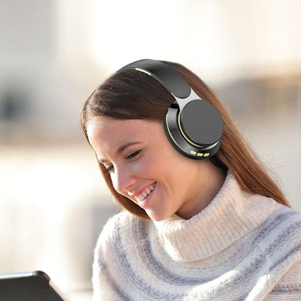 Bluetooth Over Ear Hodetelefoner, Trådløse Foldbare Stereo Svart