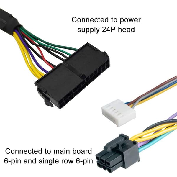 24-pin til 6-pin strømforsyningskabel, hovedkort serveradapterkabel,