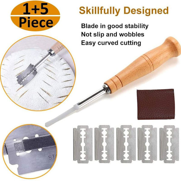 MENGZF Brød Lame, Dej Razor med 5 Blade, Brød Bager Cutter,