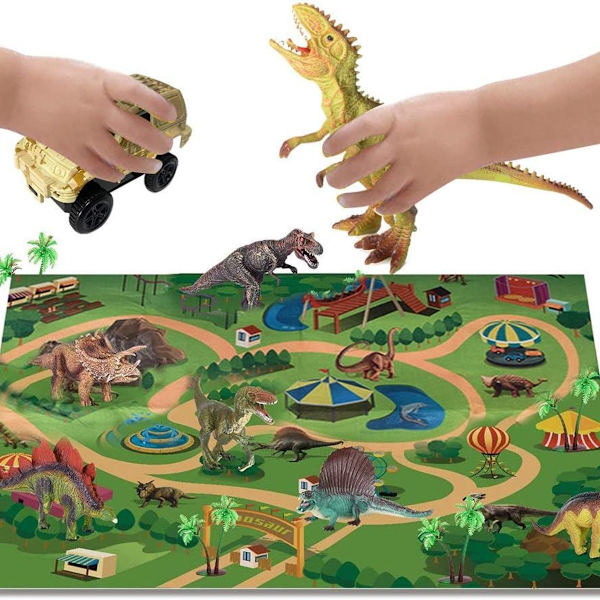 Wenosda Dinosaur Toy Figur med Lekeunderlag, Dinosaur Toy Set Dino Spi KLB