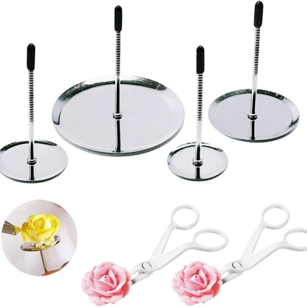 7 piece icing flower neglesett, Woohome kakedekorasjon 4 størrelser icing