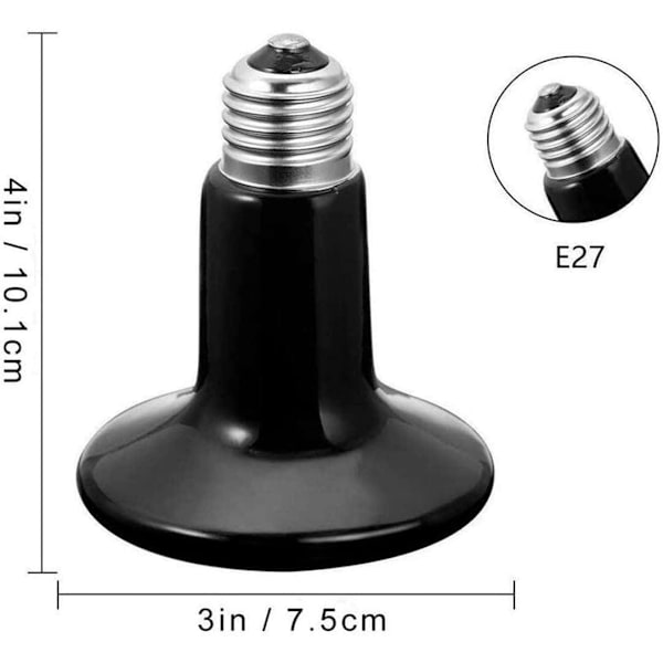 2 stk. E27 krybdyr varmelampe til krybdyr og padder, slanger, fugle, skildpadder (100W)