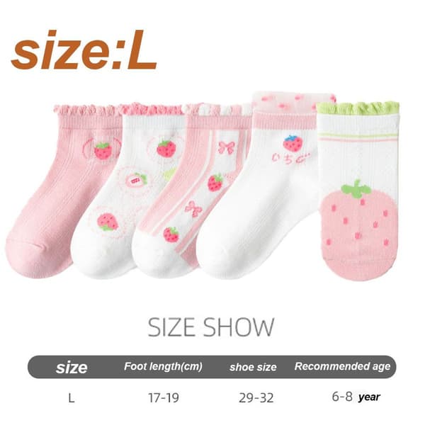 5 par småbørnsstrømper til piger - Mesh Princess Cotton Soft L KLB