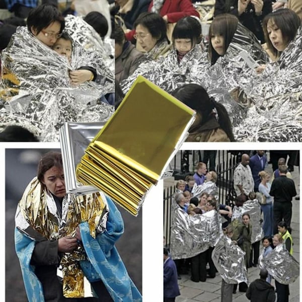 10 st Nödfilt Vikbar Guld 210x160cm Silver + Guld