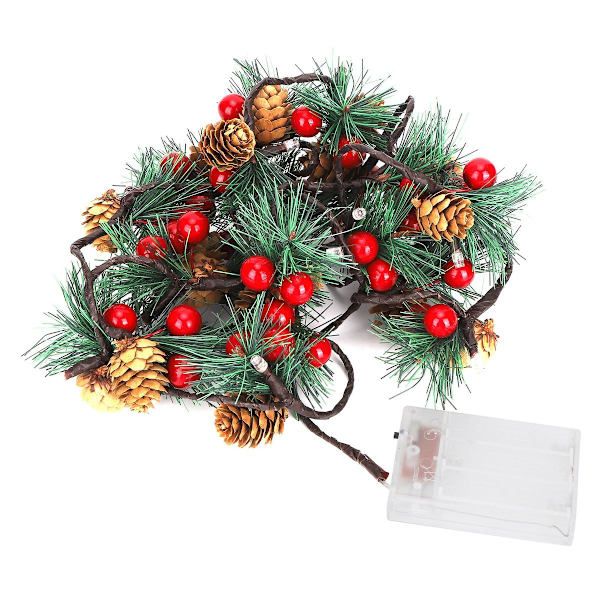 2m 20LED julelys med kongler til julekrans KLB
