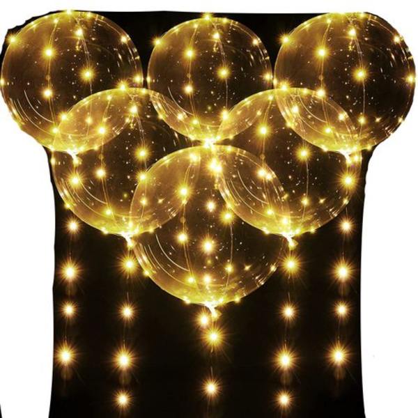 stykker LED-lysende balloner, varm hvid boble, gennemsigtig helium