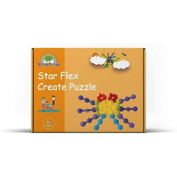 Rainbow Star Flex Create -palapeli - STEM-lelut - Aivoja kehittävät lelut lapsille, opettavainen vaihtoehto rakennuspalikoille - Turvallinen materiaali lapsille (säilytyspussilla)