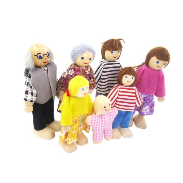person familie dukker - bukke dukker lavet af træ & stof - mini dukker til 1:12 KLB