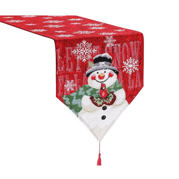 Julebordløper, brodert snømannbordløper for dekorering av spisebord