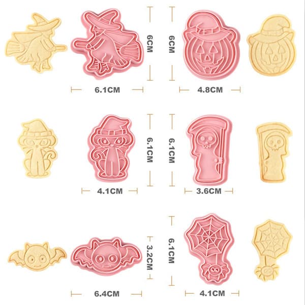 6-pack mini Halloween-kakformar, 3D-upphöjd design pepparkakor
