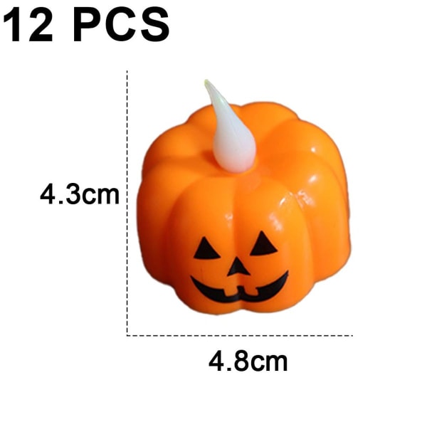 Flickering Pumpkin Tea Lights, 12 Pack Flickering LED Pumpkin Tea Lights, Style 1