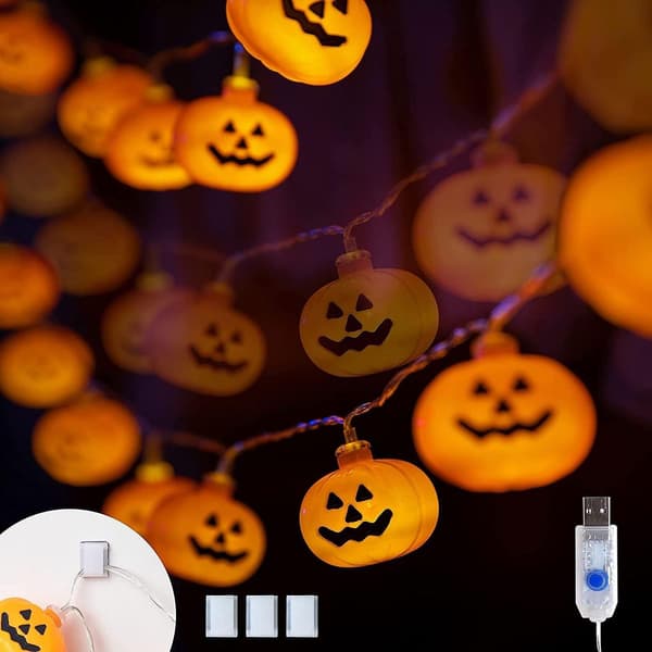 Halloween-fe-lys, Halloween-græskar-dekoration-fe-lys, græskar KLB