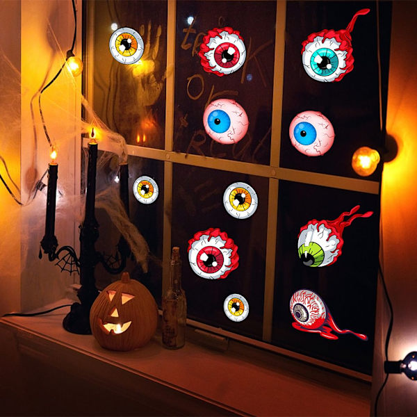 2 kpl Uusia Halloween-ikkunatarroja, suuret pelottavat demonitarrat Halloween-juhlan koristeluun, veriset kädet ja jalat DIY-tarrat lasille perhekouluun (M)