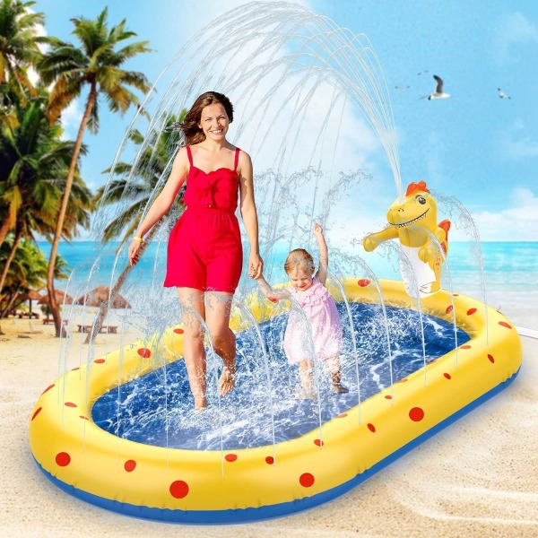 Paddling Pool för Barn Baby Hundar Uppblåsbar Pool Sprinkler Splash KLB