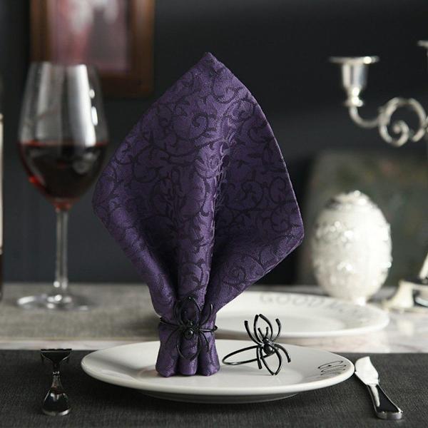 Spider Halloween Serviettringer Metall Serviettringer Svart 6Set