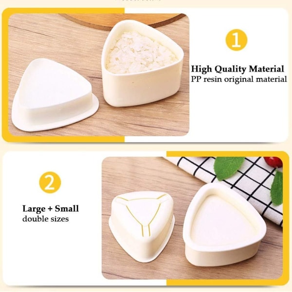 Triangulär Onigiri Sushi Form Set, Stor & Liten för Ris Bento 2 Stycken
