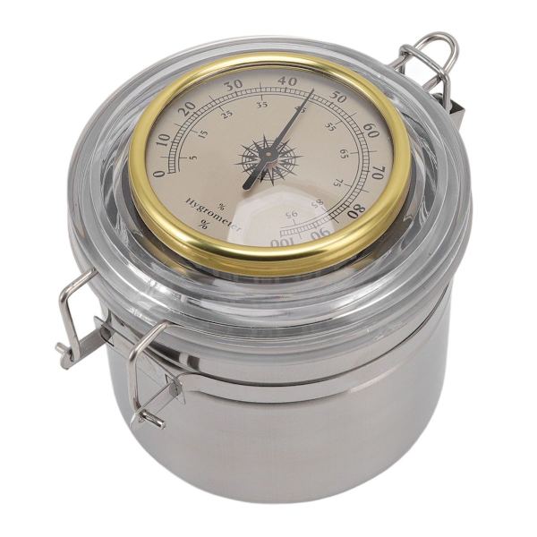 Cigar glas rustfrit stål silikone ring med hygrometer KLB