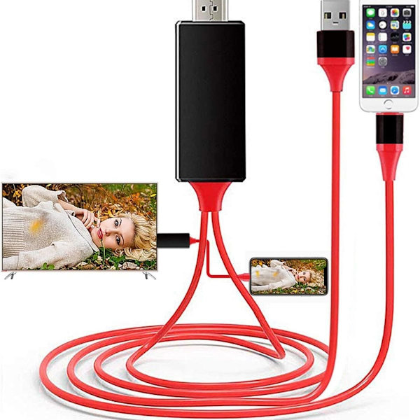 Apple MFi-certifierad Lightning till HDMI-kabeladapter Röd