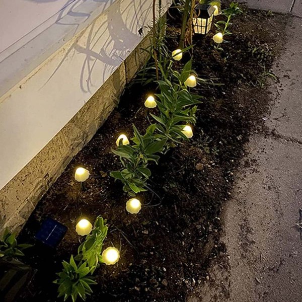 Solcelledrevne eventyrlys utendørs 20 LED soppdekorasjon, 8 moduser lys sopp LED-dekorasjon KLB
