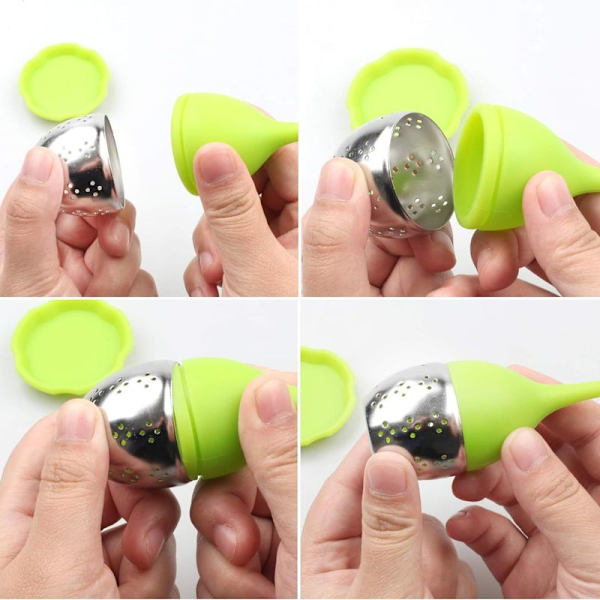 Te-infuser filterpakke med 2 te-kugler lavet af løs rustfrit stål