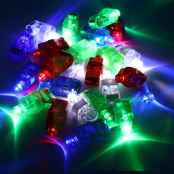 Pakke med 100 LED-fingerlys | Blinkende ringer til festartikler | Gløder i mørket KLB